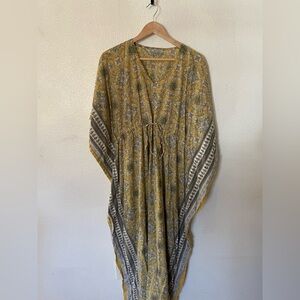 Cost Plus World Market 100% Cotton Kaftan Dress Drawstring Waist One Size